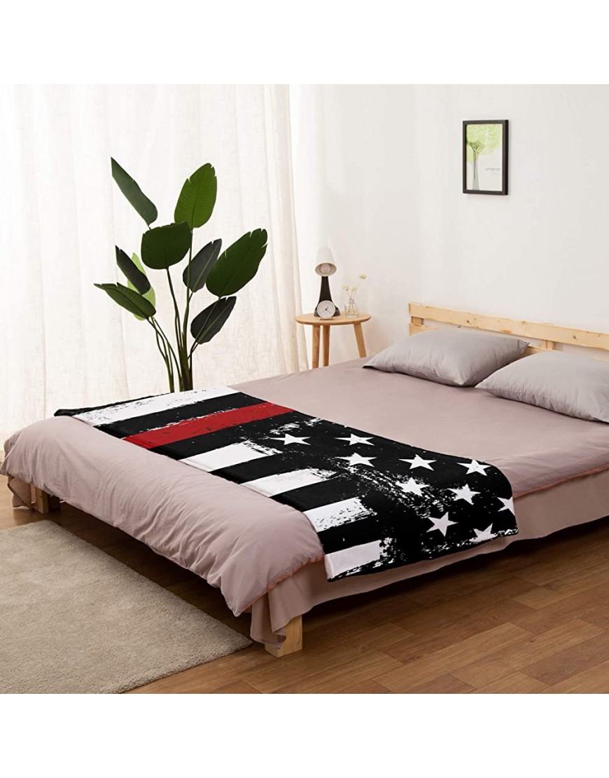 Homey Room Cozy Flannel Blanket for Couch Bed Travel 50 x 60 Inches Thin Red Line USA Flag Art Print Luxury Soft Warm Plush Microfiber Throw Blanket for Children Parents Decor&Gift - BGGUDOXOT