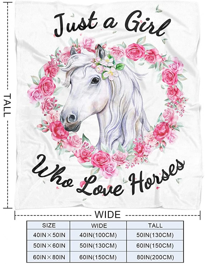 Horse Blanket for Girls Horse Gifts for Girls Women Horse Lovers Just A Girl Who Loves Horses Soft Cozy Flannel Throw Blanket Suitable for Sofa Bed Blankets 40X50 Inch Small Kids Blanket - BDB93LDWX