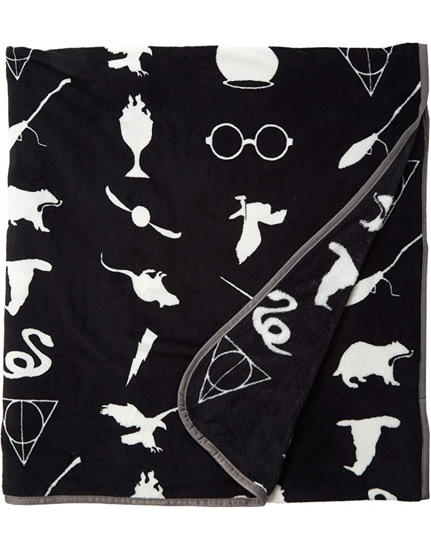 Jay Franco Kids 60 x 90 Inch Plush Blanket-Features The Deathly Hallows & Goblet of Fire Harry Potter Iconic - BME0NHRUR