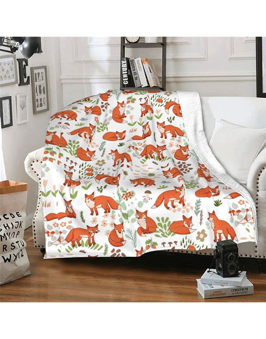 Jumsky Fox Throw Blankets for Girls Kids Warm Flannel Couch Sofa Bed Blanket 50"x60" - B7NQ6GAFF