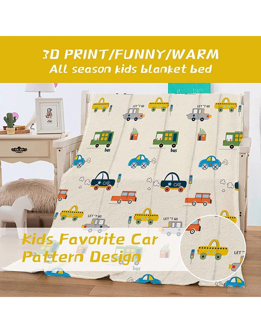 Kid Cartoon Blanket Cars Flannel Fleece Throw Blankets Cars for Boys Kids Soft Microfiber Blankets Plush ​for Bed Sofa Chair 50x60 Inches - B9M55L5SV