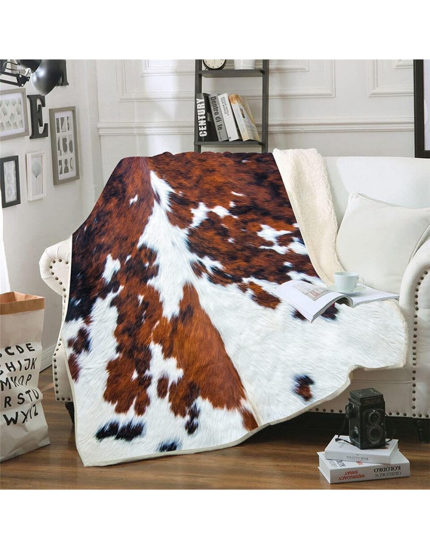 Personalized Cow Print Blanket 50''x60'' Warm Soft Animal Skin Design Throw Blanket for Bedroom Decor Couch Sofa Chair Bed Office Women Friends Kids Boys Girls Gift 60x50 Inch - BE9131CAH