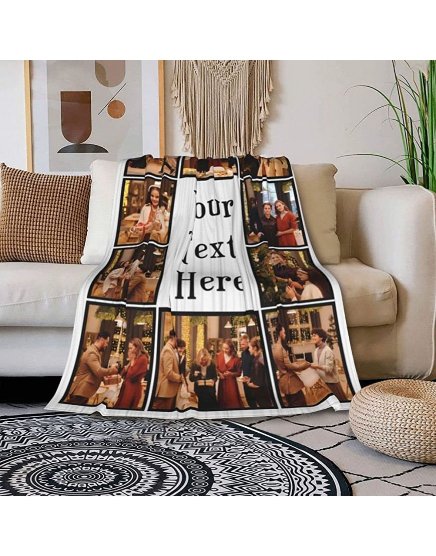 Personalized Family Photos Blankets,Custom Flannel Blankets with 10 Photos and Any Text for Family Kids Mothers Day Fathers Day Wedding Anniversary Birthday Gift 50x40 in - B1URV1WZD