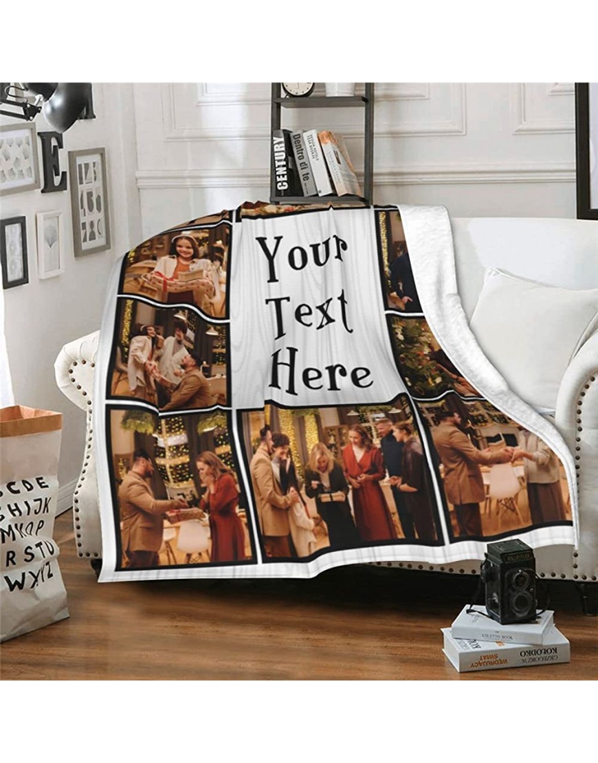 Personalized Family Photos Blankets,Custom Flannel Blankets with 10 Photos and Any Text for Family Kids Mothers Day Fathers Day Wedding Anniversary Birthday Gift 50x40 in - B1URV1WZD