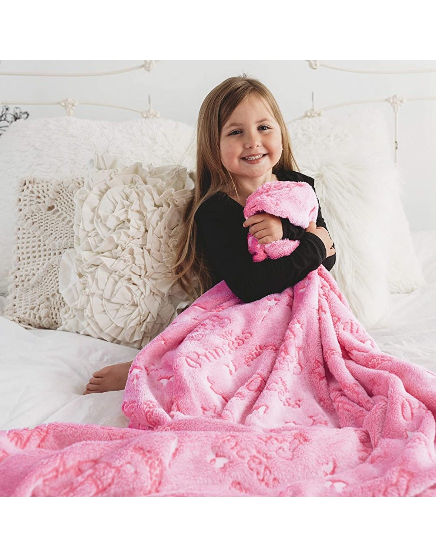 Princess Blanket Glow in The Dark Luminous Magical Blanket for Little Girls Soft Plush Pink Fantasy Castle Blanket Throw for Kids Large 60in x 50in Glowing Stars Blankets Gift for Girls - BH9GI1SAC