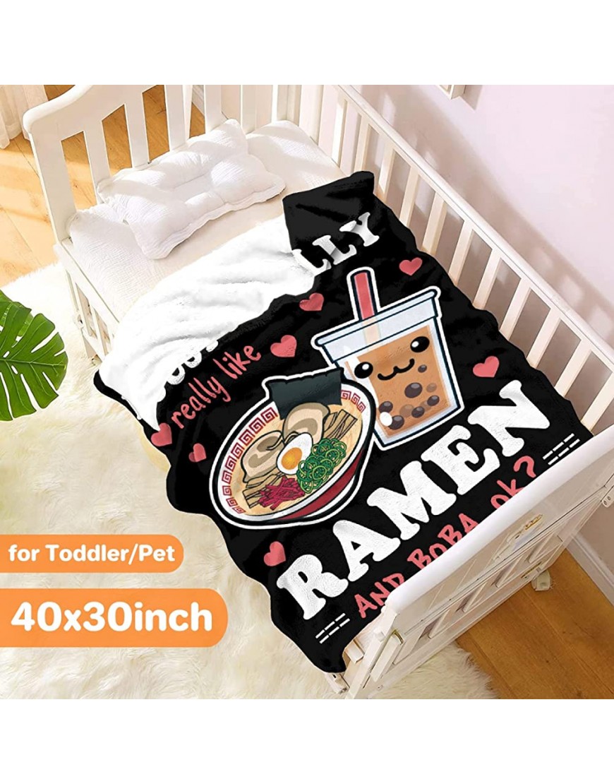 Ramen Boba Blanket Anime Fleece Throws Kawaii Gift for Girls Teen Loves Noodles Bubble Tea 30x40 Inches Super Soft Lightweight Flannel Blankets Suitable for All-Season and Bed Sofa - BEINPZ3M9
