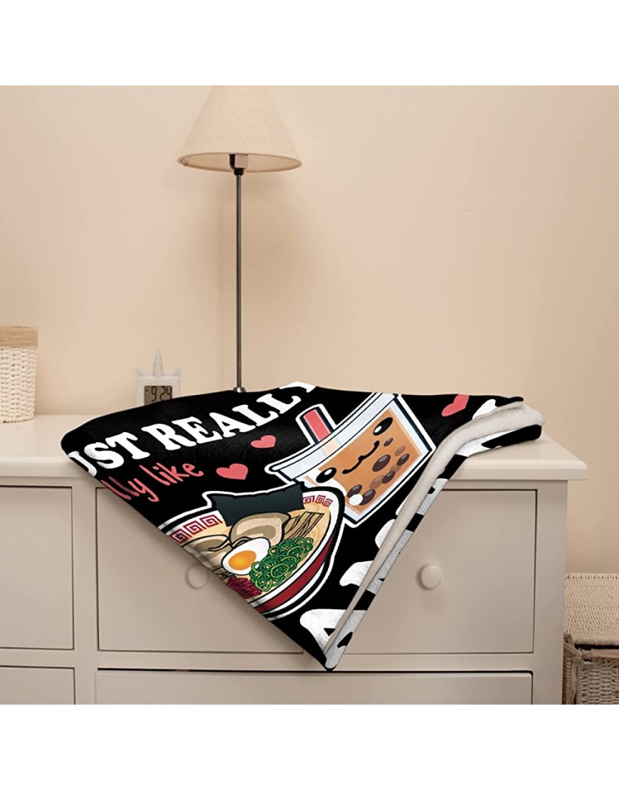 Ramen Boba Blanket Anime Fleece Throws Kawaii Gift for Girls Teen Loves Noodles Bubble Tea 30x40 Inches Super Soft Lightweight Flannel Blankets Suitable for All-Season and Bed Sofa - BEINPZ3M9