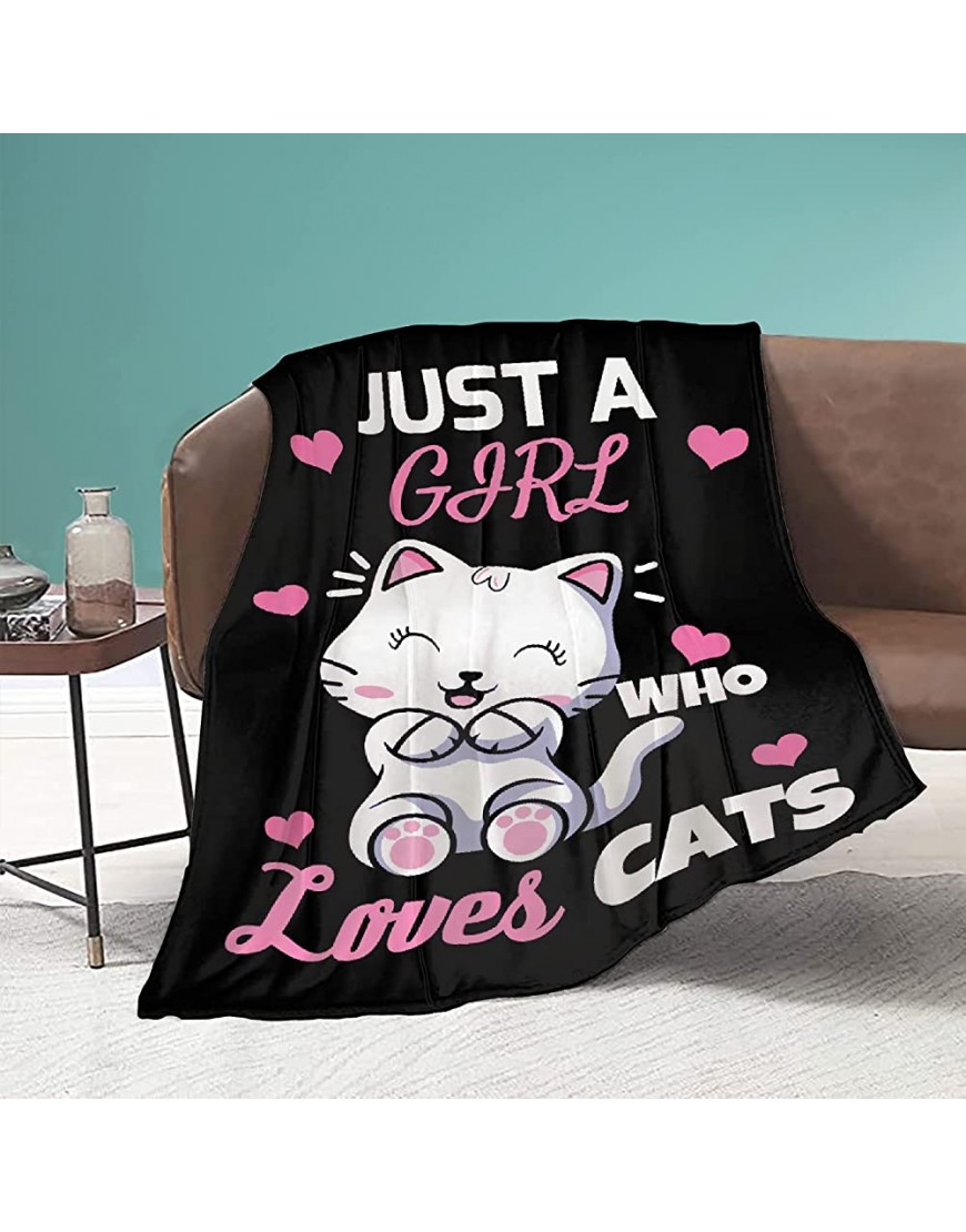 Soft Cat Blanket Just Girl Loves Cats Fluffy Plush Blanket Cute Animal Pattern Throw Blankets for Girl Bed Couch Chair Cat Lover Gifts 40x30 Extra Small for Pets - B1RJL9WK2