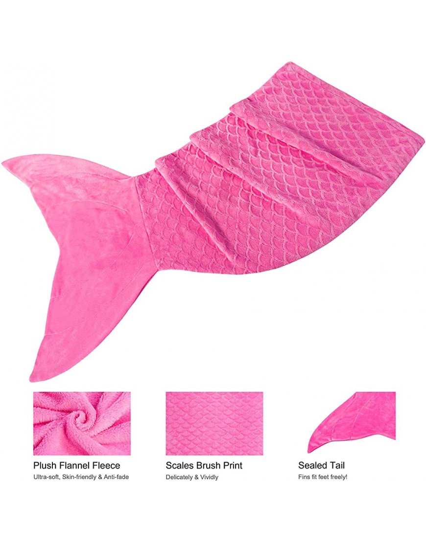 softan Adult Mermaid Tail Blanket Ladies Girls Mermaid Tail Blanket Flannel Fleece Mermaid Tail Blanket for Adults with Plain Fish Scale Design Pink Mermaid Gifts for Women 25×60 - B82TN2V33