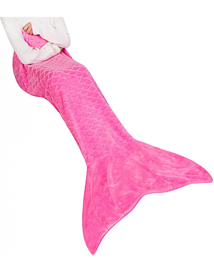 softan Adult Mermaid Tail Blanket Ladies Girls Mermaid Tail Blanket Flannel Fleece Mermaid Tail Blanket for Adults with Plain Fish Scale Design Pink Mermaid Gifts for Women 25×60 - B82TN2V33