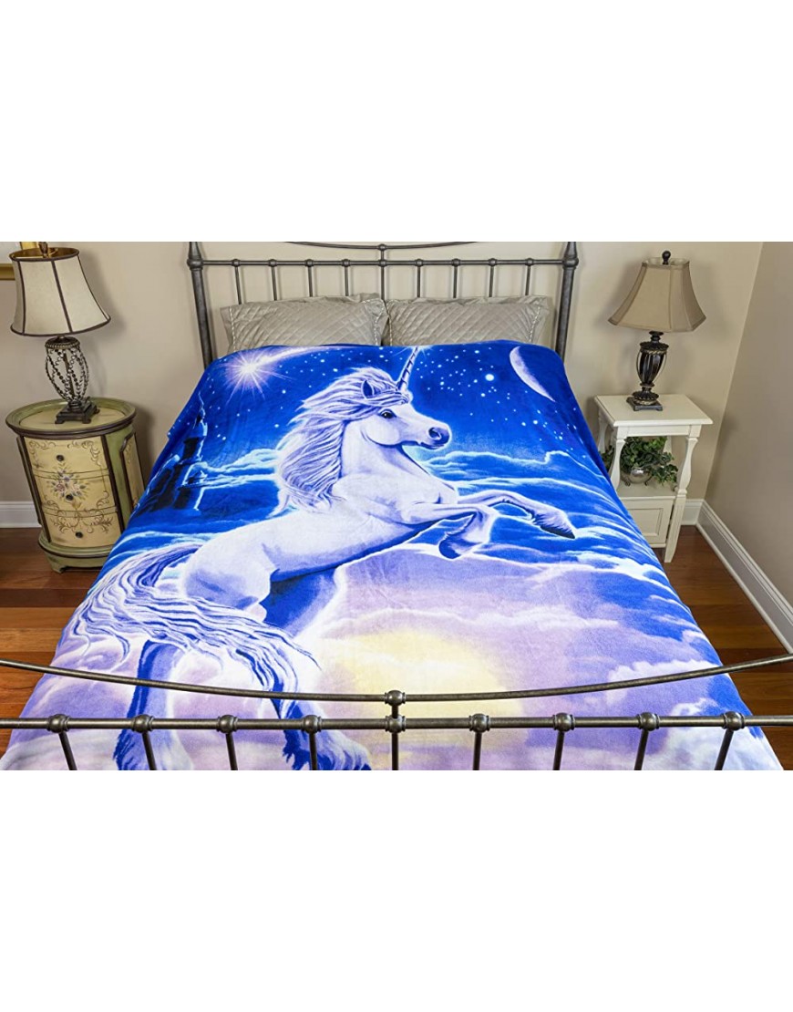 Super Soft Full Queen Size Plush Fleece Blanket 75 x 90 Unicorn Kingdom - BPS7252WA
