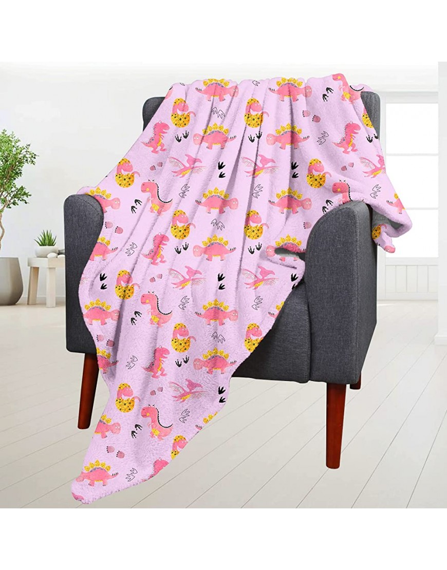Tailms Pink Dinosaur Blanket for Kids Cute Animal Throw Blankets for Boys Girls Soft Flannel Print Blanket for Sofa Chair Bed Office Camping 50x40Inches - BEVK8R59B