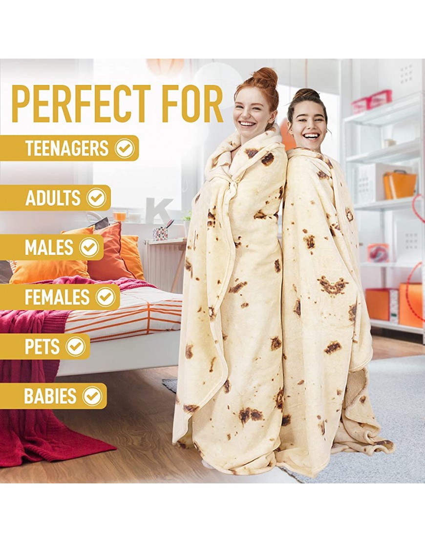 Zulay 60-80 inches Giant Double Sided Burrito Blanket Novelty Big Burrito Blanket for Adult and Kids Premium Soft Flannel Round Tortilla Blanket for Indoors Outdoors Travel Home and More - B6AOLDE9H