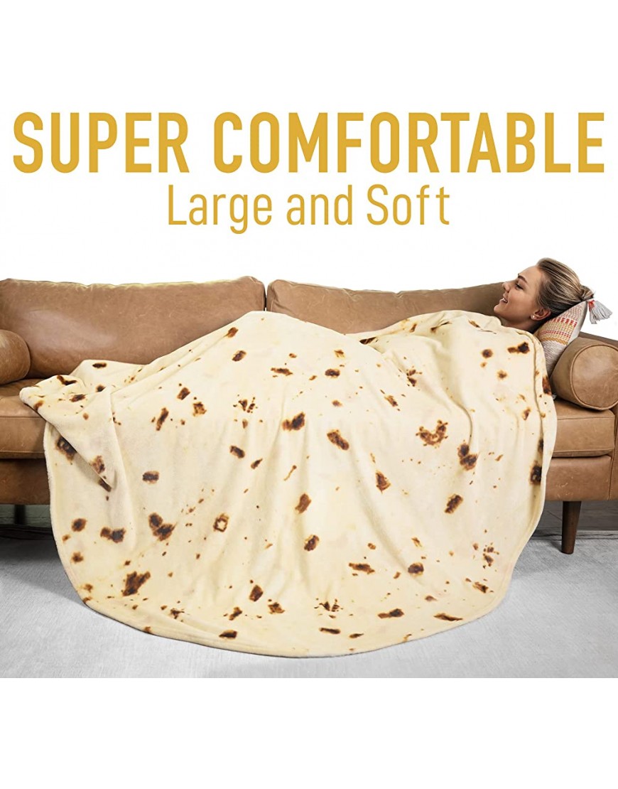 Zulay 60-80 inches Giant Double Sided Burrito Blanket Novelty Big Burrito Blanket for Adult and Kids Premium Soft Flannel Round Tortilla Blanket for Indoors Outdoors Travel Home and More - B6AOLDE9H