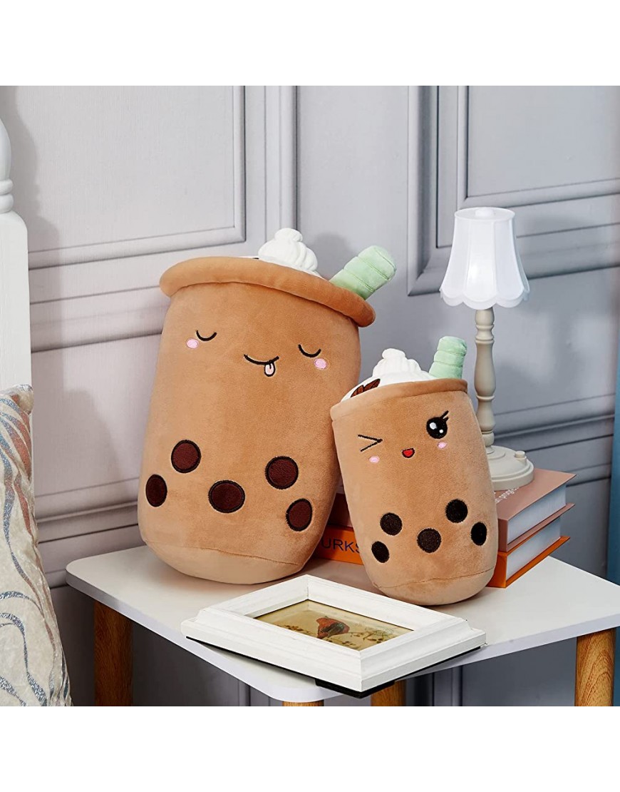 2 Pieces Boba Plush Bubble Tea Plushie Stuffed Pillow Toy Cute Cartoon Cup with Suction Tubes Milk Tea Plushie Adorable Cuddle Toy Pillow Kawaii Cartoon Gift for Kids Home Decor 9.1 Inch 14 Inch - BE1MJIA9P