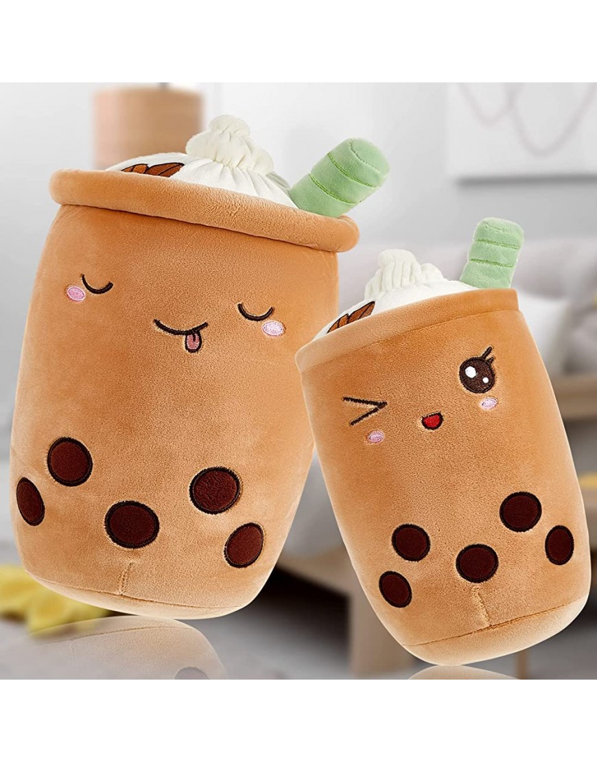 2 Pieces Boba Plush Bubble Tea Plushie Stuffed Pillow Toy Cute Cartoon Cup with Suction Tubes Milk Tea Plushie Adorable Cuddle Toy Pillow Kawaii Cartoon Gift for Kids Home Decor 9.1 Inch 14 Inch - BSFEF43P9