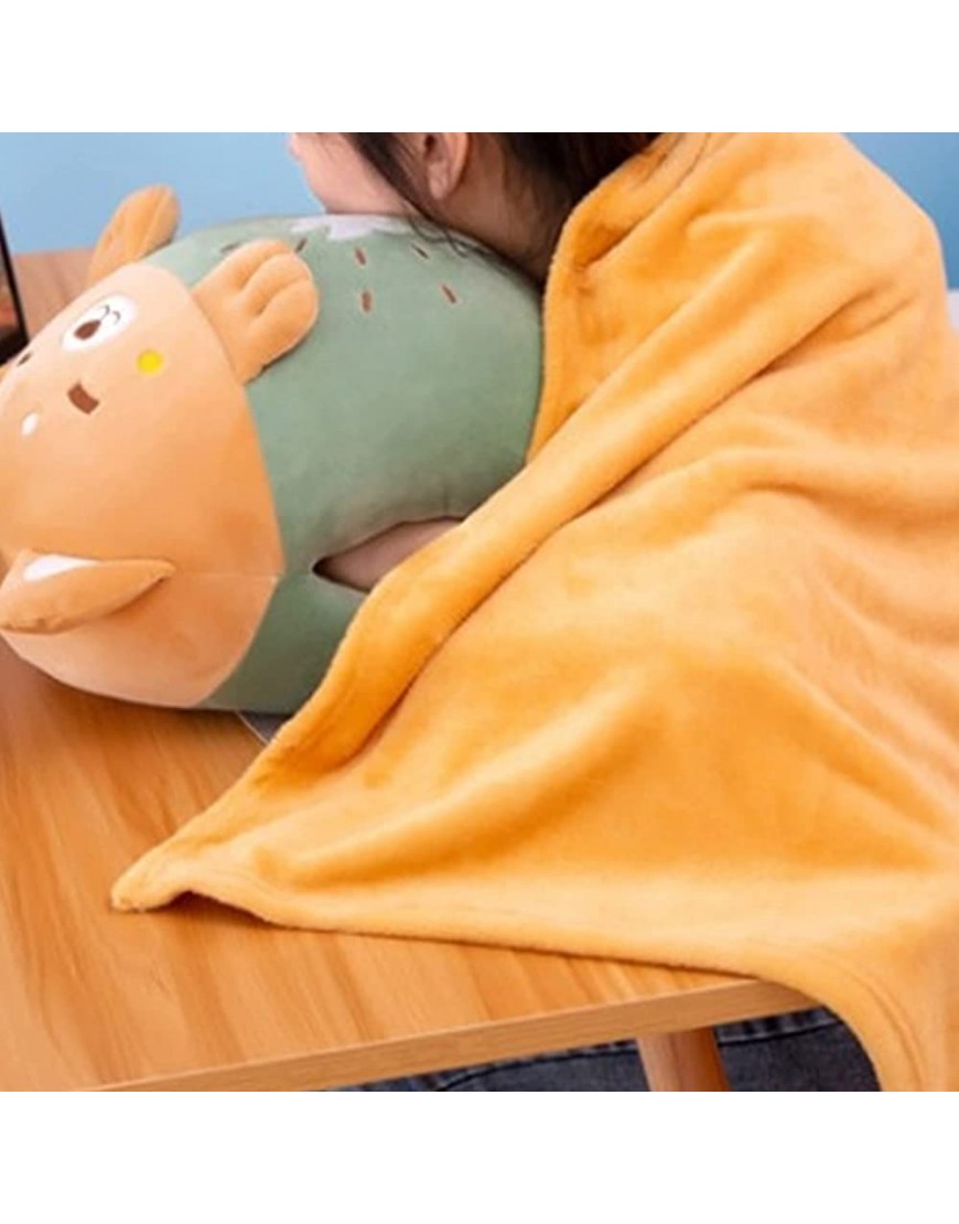 3 in 1 Multifunction Plush Toy Cute Throw Pillow Travel Blanket Hand Warmer Animal Stuffed Toys 16 Inch for TV Sofa Office - BK0UISSWT