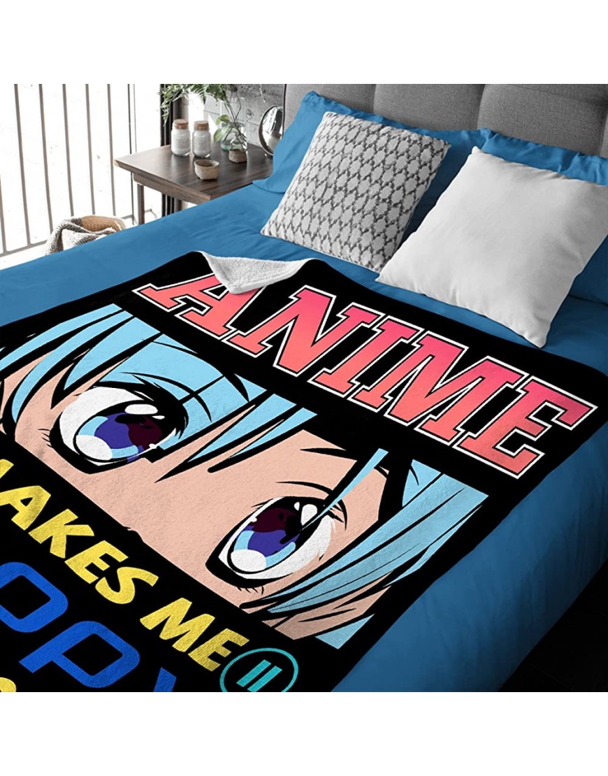 Anime Makes Me Happy You Not So Much Blanket Throw Ultral Soft Warm Lightweight Flannel Fleece Microfiber Funny Anime Quote Blanket Suit for Bed Couch Sofa Travel Gift 60x50 M for Teens - BYM73BLVX