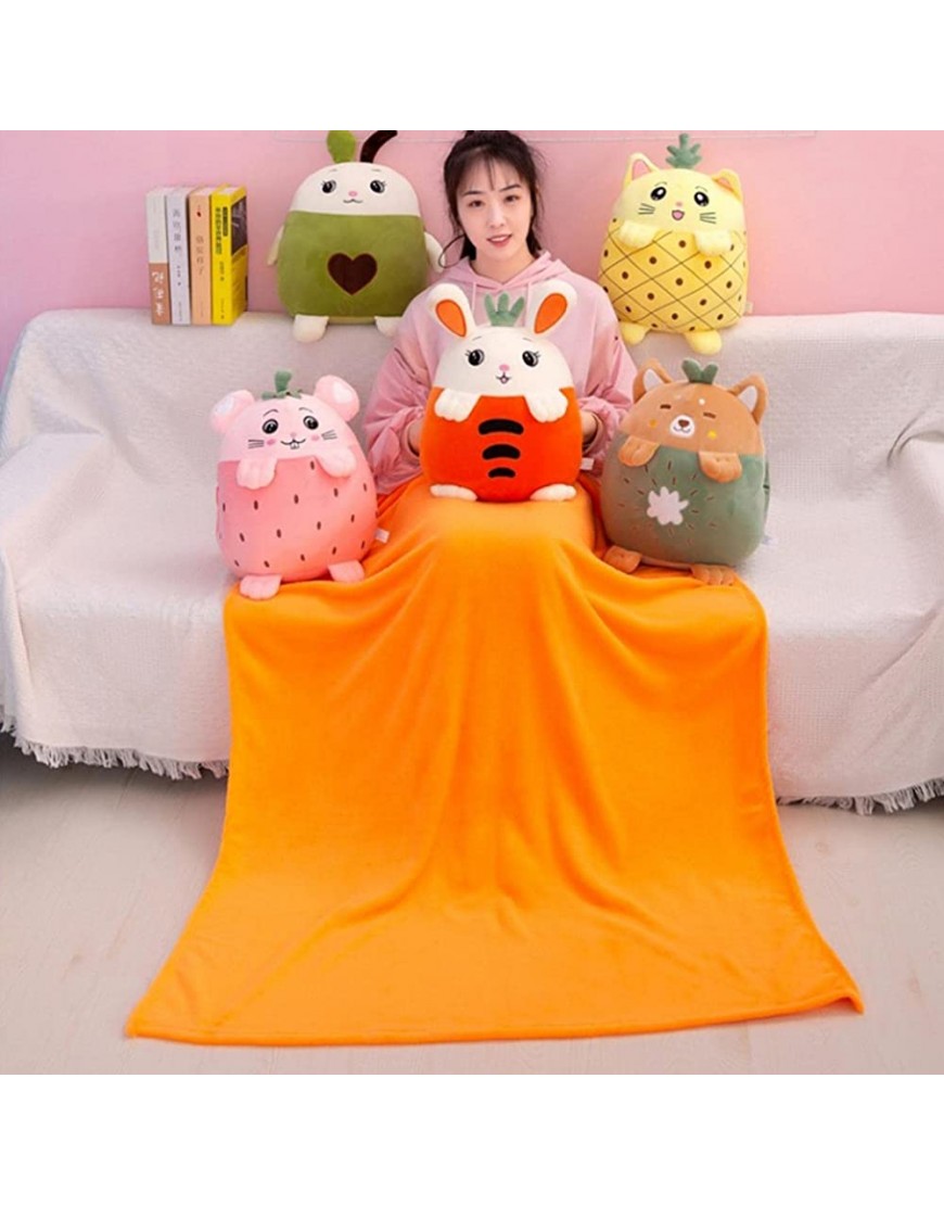 Cartoon Pillow Blanket 2 in 1 Travel Pillow Blanket & Pillow Plush Stuffed Fruit Animal Toys Throw Pillows Blankets for Car Home Office Washable - B9S5PLOSL
