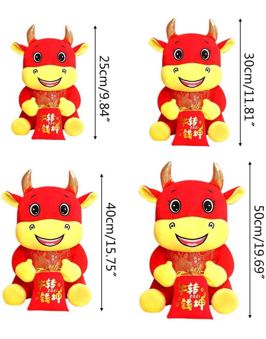 Fujiang 2021 New Year Chinese Zodiac Ox Year Mascot Cattle Plush Toys Cotton Stuffed Red Cow Doll for Children Kids Birthday New Year Plush Toys - BEVU9CSSG