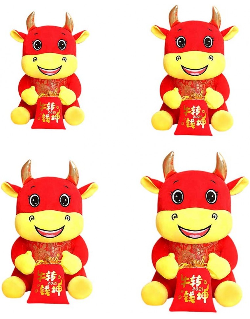 Fujiang 2021 New Year Chinese Zodiac Ox Year Mascot Cattle Plush Toys Cotton Stuffed Red Cow Doll for Children Kids Birthday New Year Plush Toys - BEVU9CSSG