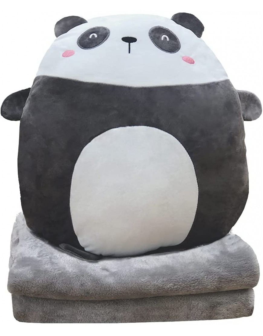 Hofun4U Soft Panda Plush Hugging Pillow 16 Inch Cute Anime Throw Pillow Stuffed Animal Doll Toy with Coral Fleece Blanket Girls Boys Gifts for Birthday Valentine Christmas Travel Holiday - BLXDAG6KG