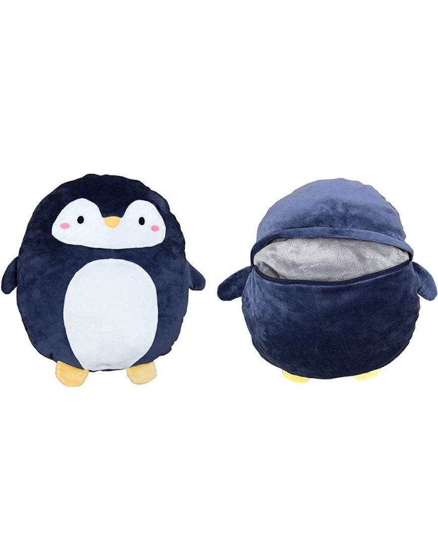Hofun4U Soft Penguin Plush Hugging Pillow 16 Inch Cute Anime Throw Pillow Stuffed Animal Doll Toy with Coral Fleece Blanket Girls Boys Gifts for Birthday Valentine Christmas Travel Holiday - BSH19QNWG
