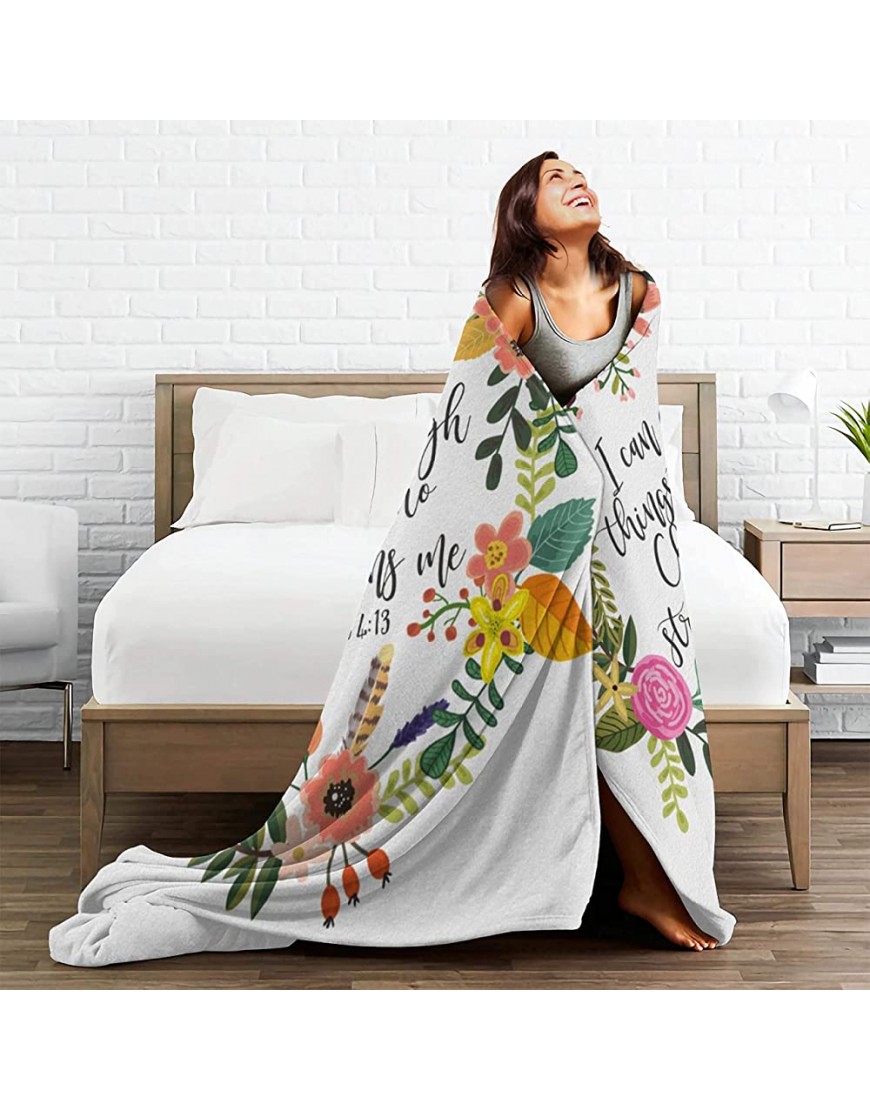 I Can Do All Things Through Christ Philippians Blanket Throw Quilt Bedspread Flannel Soft Warm Lightweight High Breathable Plush Fluffy Blankets for All Season Spring Summer Autumn S 50X40 for Kid - BSNUO8KUS