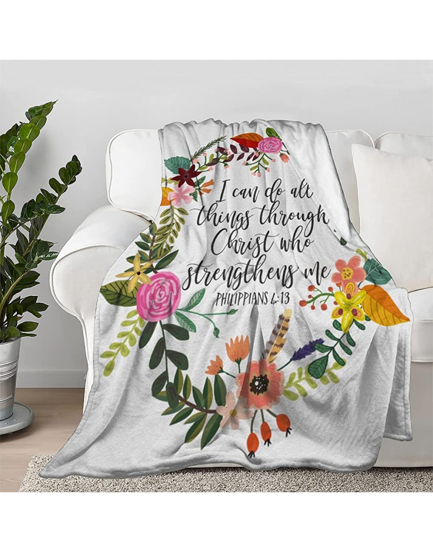 I Can Do All Things Through Christ Philippians Blanket Throw Quilt Bedspread Flannel Soft Warm Lightweight High Breathable Plush Fluffy Blankets for All Season Spring Summer Autumn S 50"X40" for Kid - BSNUO8KUS