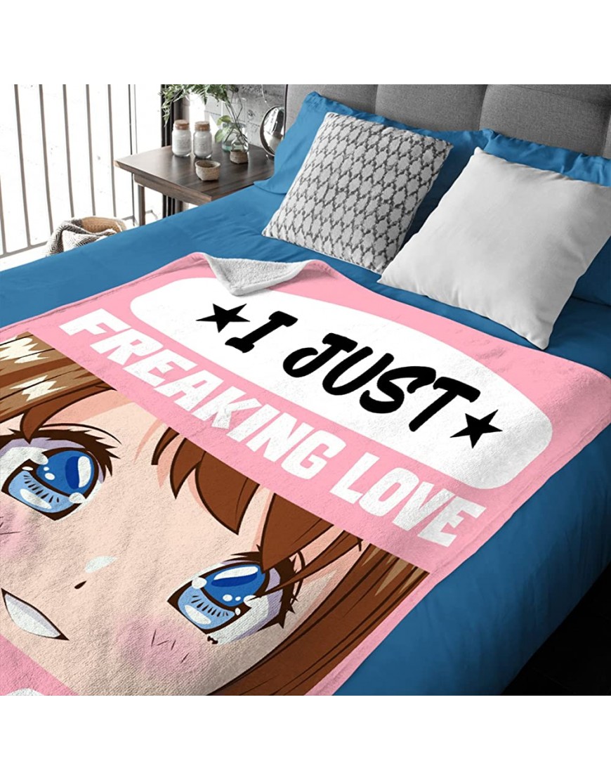I Just Freaking Love Anime Ok Blanket Throw Ultral Soft Warm Lightweight Flannel Fleece Microfiber Funny Anime Quote Blanket Suit for Bed Couch Sofa Travel Gift 60x50 M for Teens - BSWYZ9PFU