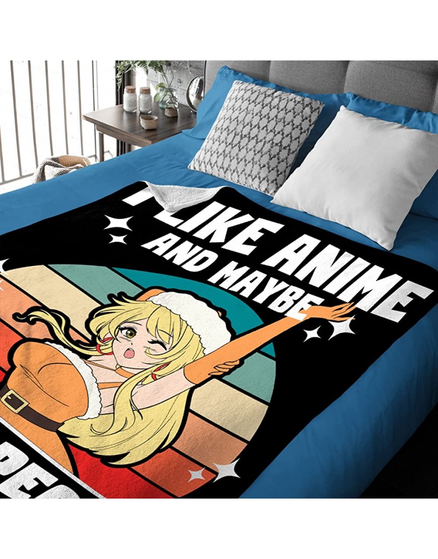 I Like Anime and Maybe Like 3 People Blanket Throw Ultral Soft Warm Lightweight Flannel Fleece Microfiber Funny Anime Quote Blanket Suit for Bed Couch Sofa Travel Gift 60x50 M for Teens - BBZN5L6MG