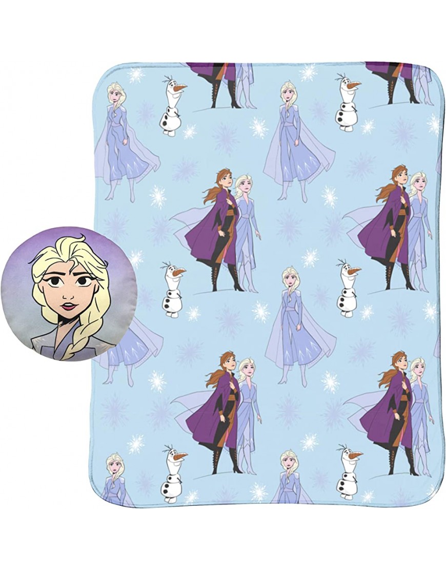 Jay Franco Disney Frozen 2 40 x 50 Blanket Kids Super Soft 2 Piece Nogginz Set Featuring Elsa Anna & Olaf Official DisneyProduct - BGNAVANAB
