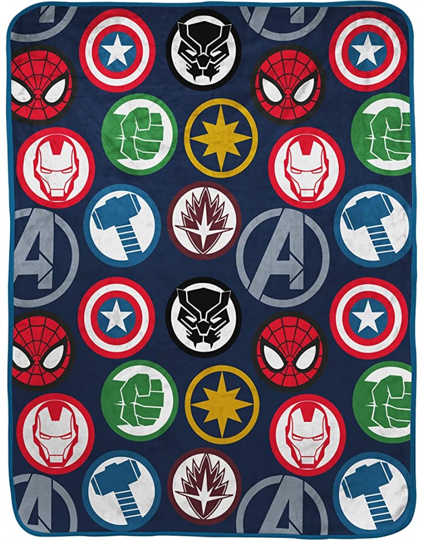 Jay Franco Marvel Avengers Nogginz Set 40 x 50 Inch Blanket & Pillow Kids Super Soft 2 Piece Nogginz Set Featuring Spiderman Iron Man & Black Panther Official Marvel Product - BEBVBC91R