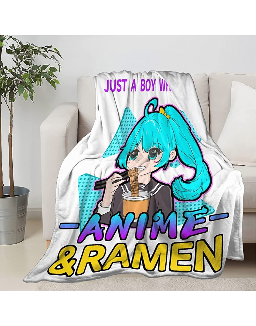 Just a Boy Who Loves Anime&Ramen Blanket Throw Ultral Soft Warm Lightweight Flannel Fleece Microfiber Funny Anime Quote Blanket Suit for Bed Couch Sofa Travel Gift 40x30 XS for Toddler Pet - BSRXQV8UL