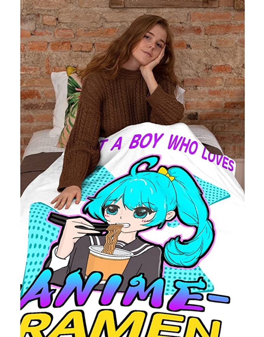 Just a Boy Who Loves Anime&Ramen Blanket Throw Ultral Soft Warm Lightweight Flannel Fleece Microfiber Funny Anime Quote Blanket Suit for Bed Couch Sofa Travel Gift 40x30 XS for Toddler Pet - BSRXQV8UL