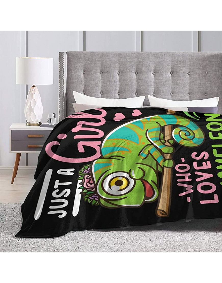 Just A Girl Who Loves Chameleons Blanket Throw Quilt Bedspread Flannel Soft Warm Lightweight High Breathable Plush Fluffy Blankets for All Season Spring Summer Autumn XXL 120X90 for Family - BJW2I0YIW