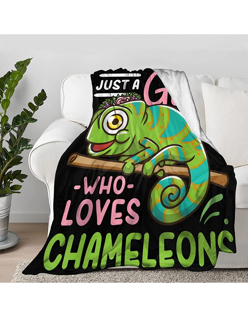 Just A Girl Who Loves Chameleons Blanket Throw Quilt Bedspread Flannel Soft Warm Lightweight High Breathable Plush Fluffy Blankets for All Season Spring Summer Autumn XXL 120"X90" for Family - BJW2I0YIW