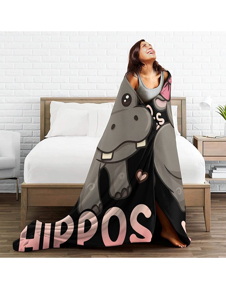 Just A Girl Who Loves Hippos Blanket Throw Quilt Bedspread Flannel Soft Warm Lightweight High Breathable Plush Fluffy Blankets for All Season Spring Summer Autumn XXL 120X90 for Family - BHL1VV2V3