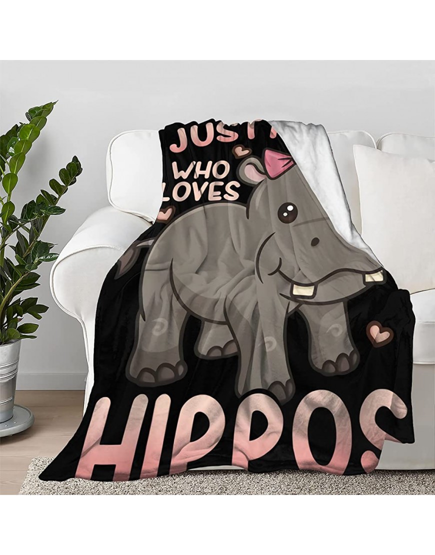 Just A Girl Who Loves Hippos Blanket Throw Quilt Bedspread Flannel Soft Warm Lightweight High Breathable Plush Fluffy Blankets for All Season Spring Summer Autumn XXL 120"X90" for Family - BHL1VV2V3