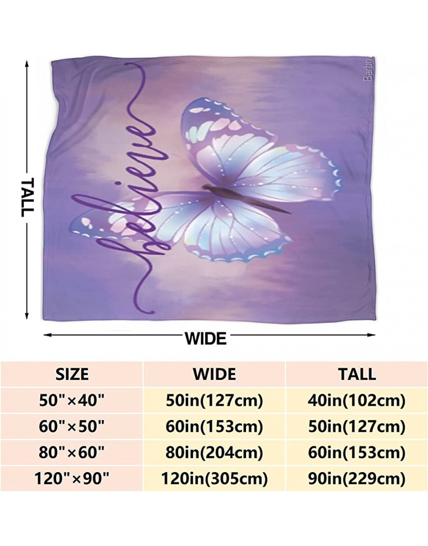 Lokapala Believe ~ Purple Pastel Butterfly Blanket Throw Quilt Bedspread Flannel Soft Warm Lightweight High Breathable Plush Fluffy Blankets for All Season Spring Summer Autumn S 50X40 for Kid - BWWUWIU28