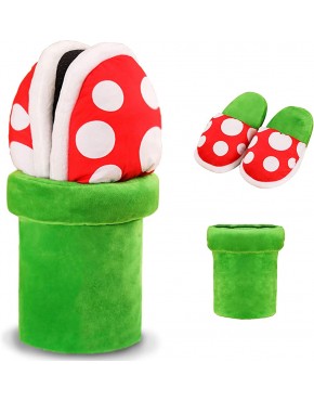 Lopbraa Piranha Plants Plush Funny Slippers Loafer with Pipe Pot Holder Funny Gifts for Women Mens Teens Piranha Plants - B44LV3ZY8