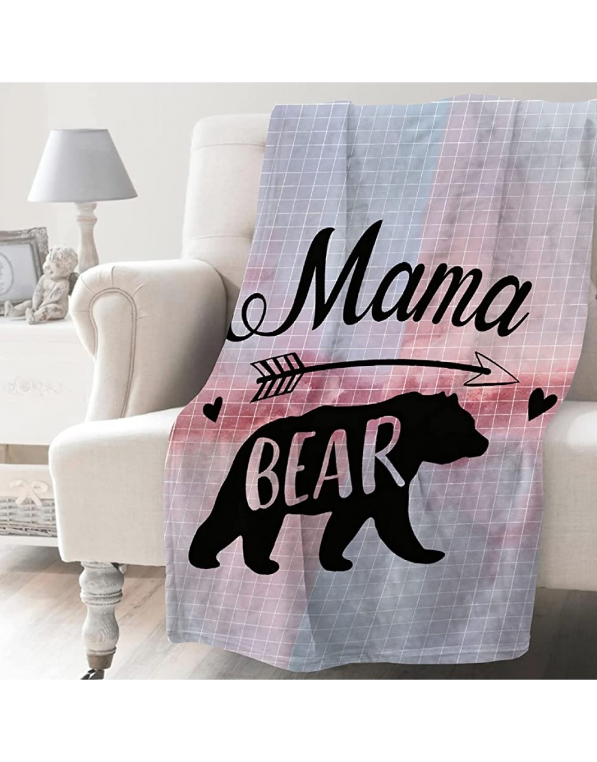 Mama Bear Blanket Patchwork Pink Throws Gifts for Women，Girls Boys Gift for Mom Decor Paw Plush Soft Lightweight Flannel Fleece Blankets Love Sheets Bedding for Couch Chair Lap 40 x30In Toddler Pet - B8X3S6CMO