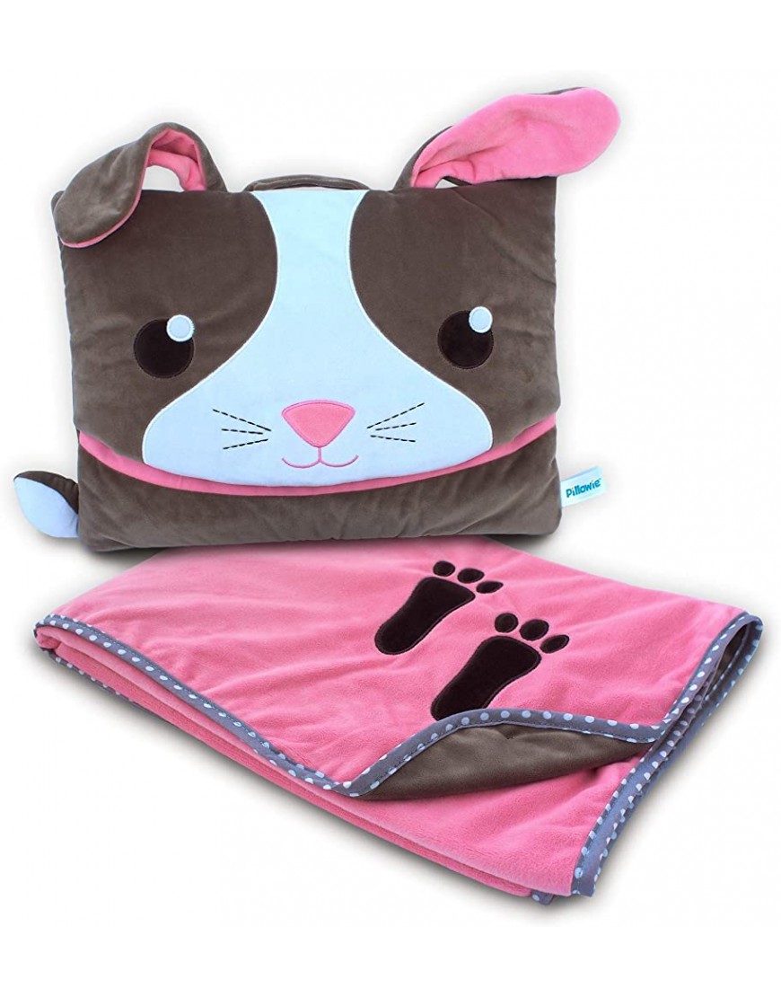 Pillowie Easter Cute Travel Pillow and Blanket Set Portable Comfort Item for Children Posey Pink Bunny - B0M0MY787