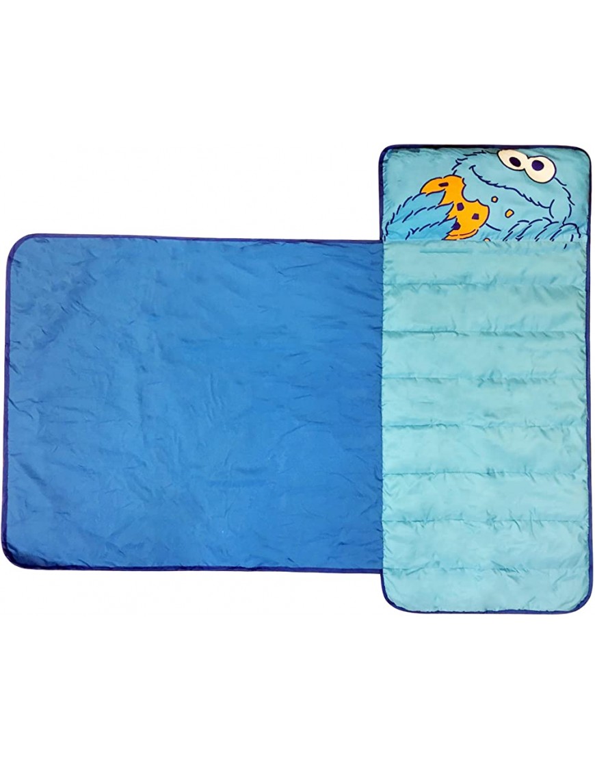 Sesame Street Me So Hungry Nap Mat Built-in Pillow and Blanket Featuring Cookie Monster Super Soft Microfiber Kids' Toddler Children's Bedding Ages 3-5 Official Sesame Street Product - B0J5XUNW1