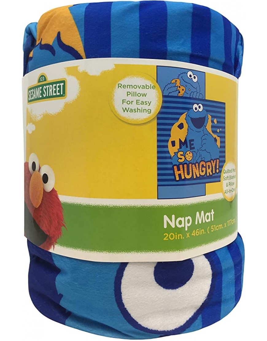 Sesame Street Me So Hungry Nap Mat Built-in Pillow and Blanket Featuring Cookie Monster Super Soft Microfiber Kids' Toddler Children's Bedding Ages 3-5 Official Sesame Street Product - B0J5XUNW1