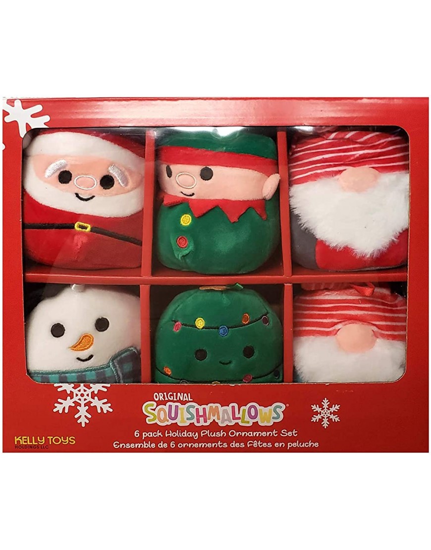 Squishmallows 6 Pack Holiday Plush Ornament Set Christmas Collection - BS7AG7JLB