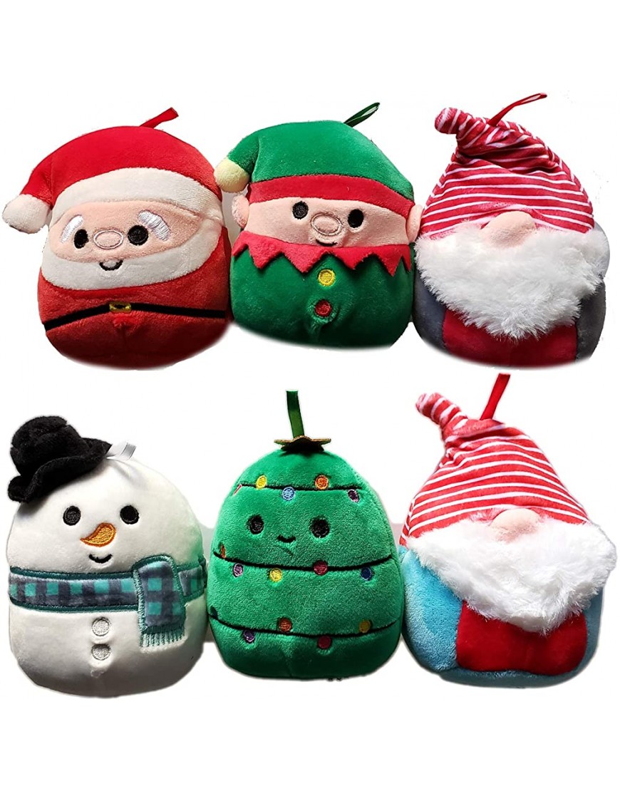 Squishmallows 6 Pack Holiday Plush Ornament Set Christmas Collection - BYVYHHZU0