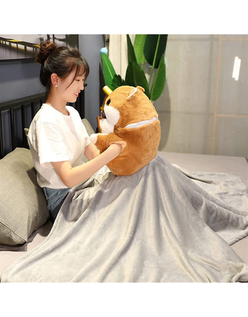 Uongfi Cute Hamster Plush Toy 3 in 1 Multifunction Hamster Hand Warm with Blanket Toy Hamster Pillow Kids Toys Birthday Gift for Child Color : Light Grey Height : Toy with Blanket - BHVD1NHTF