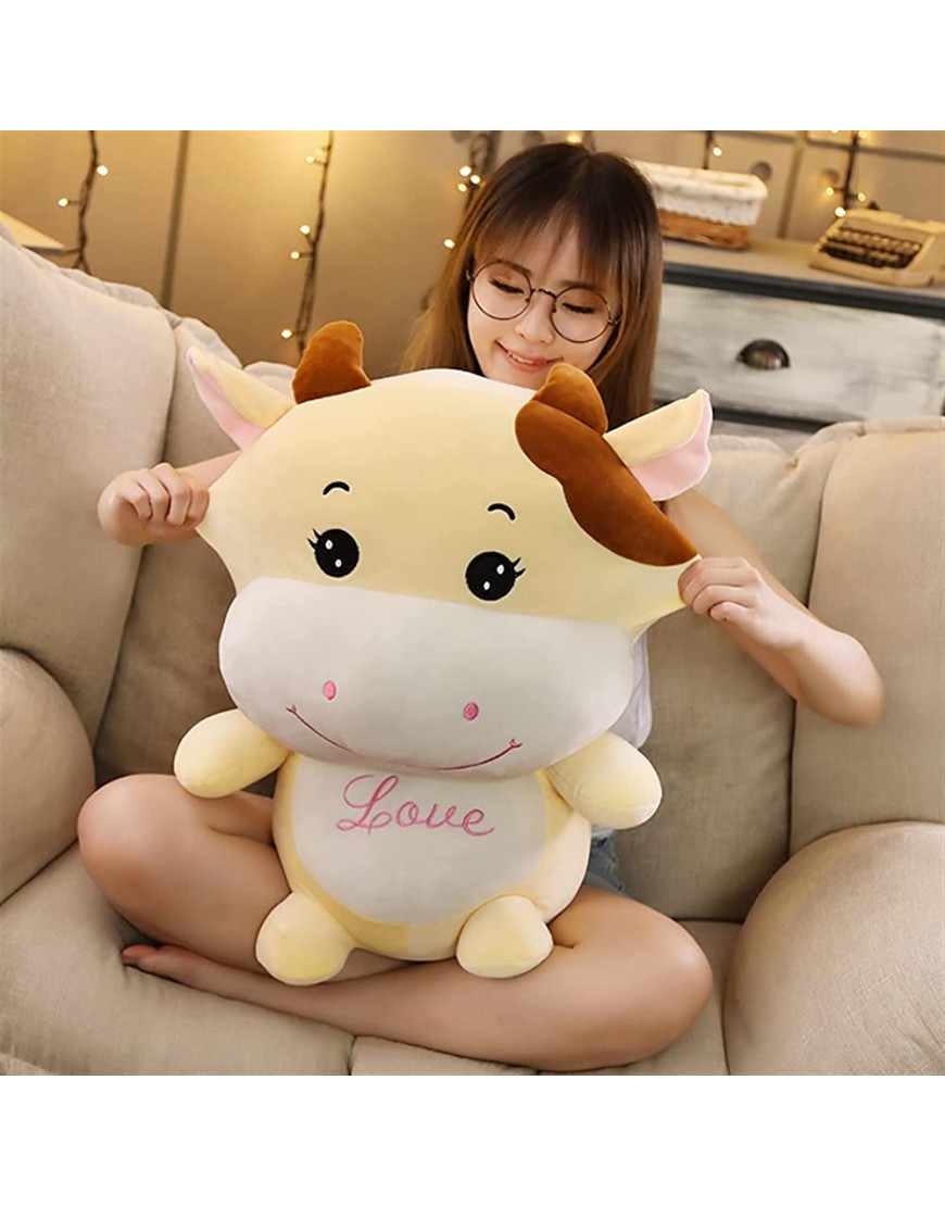 Wltlongt 1 Piece of Soft Cow Plush Toy Cute Plush Doll Cute Animal Pillow Birthday Gift Color : Yellow Height : 25CM - BH0SCK6Q2