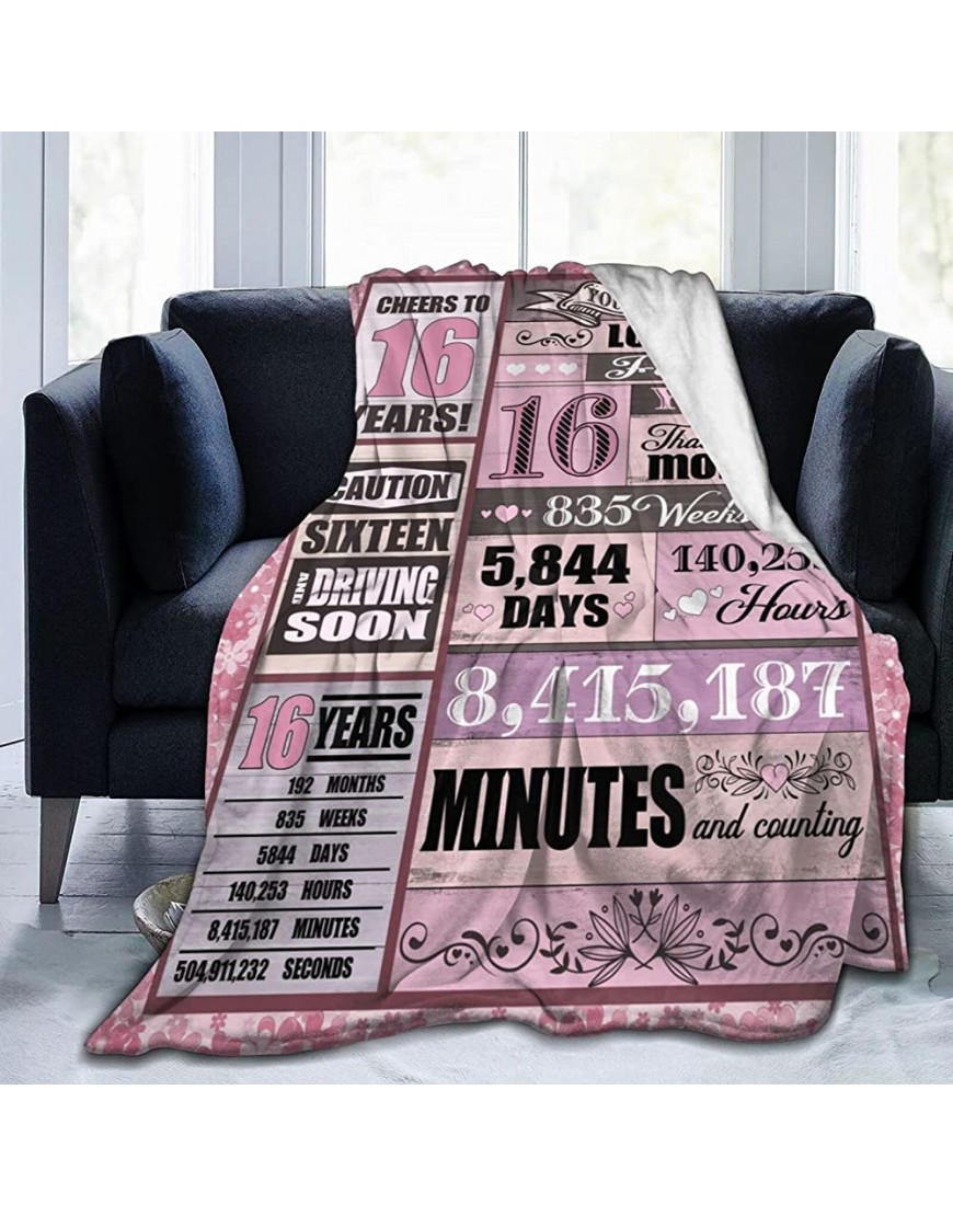 16th Birthday Decorations for Girls Sweet 16 Birthday Decorations to My Daughter Blanket from Mom,16th Birthday Decor Gift,16-Year-Old Girls Gift,16th Birthday Gifts for Girls Throw Blanket - BQNS49DB1